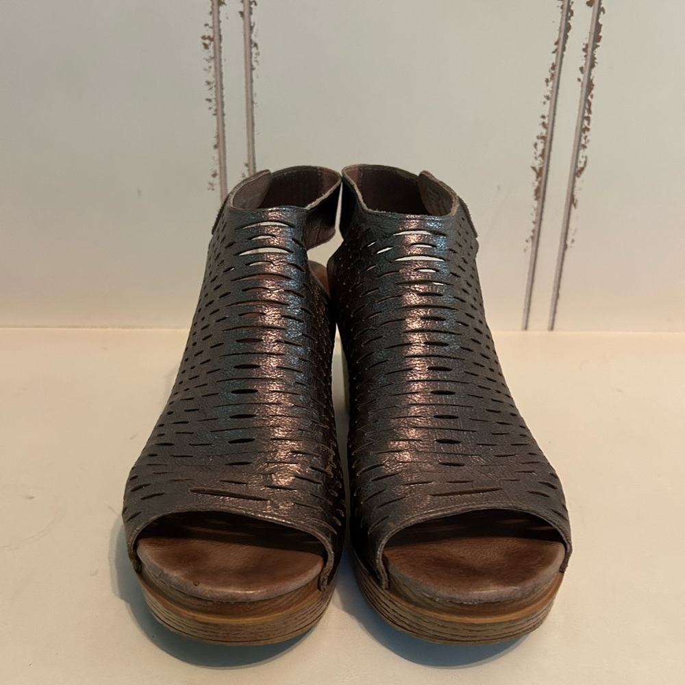 Dansko Metallic Cutout Wedge Sandals